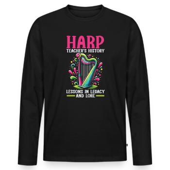 Professeur de harpe Harpiste Instrument de musique Joueur de harpe - T-shirt manches longues Premium bio Homme - noir - Devant - Nico (187cm)