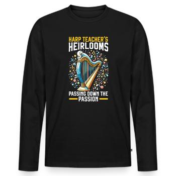 Harfenlehrer Harfenist Musikinstrument Harfenspieler - Männer Premium Bio Langarmshirt - Schwarz - Vorne - Nico (187cm)