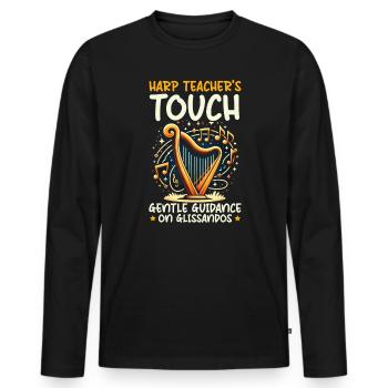 Professeur de harpe Harpiste Instrument de musique Joueur de harpe - T-shirt manches longues Premium bio Homme - noir - Devant - Nico (187cm)