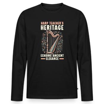 Professeur de harpe Harpiste Instrument de musique Joueur de harpe - T-shirt manches longues Premium bio Homme - noir - Devant - Nico (187cm)