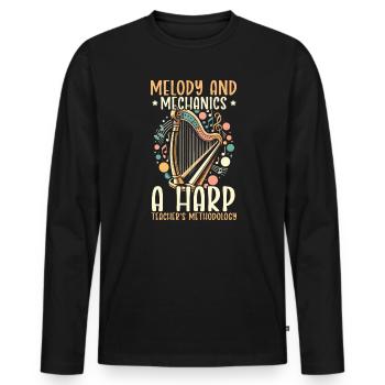 Harfenlehrer Harfenist Musikinstrument Harfenspieler - Männer Premium Bio Langarmshirt - Schwarz - Vorne - Nico (187cm)