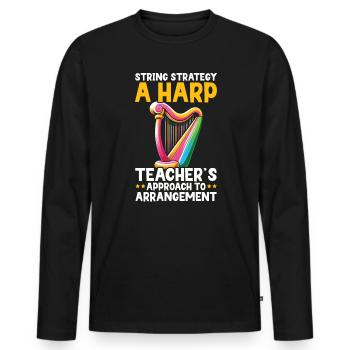 Harfenlehrer Harfenist Musikinstrument Harfenspieler - Männer Premium Bio Langarmshirt - Schwarz - Vorne - Nico (187cm)
