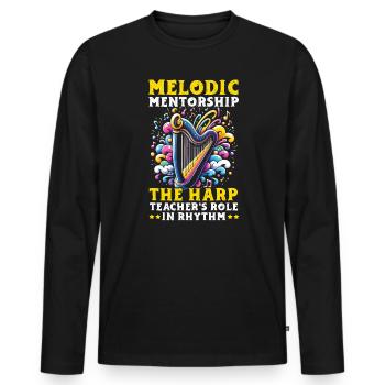 Harfenlehrer Harfenist Musikinstrument Harfenspieler - Männer Premium Bio Langarmshirt - Schwarz - Vorne - Nico (187cm)