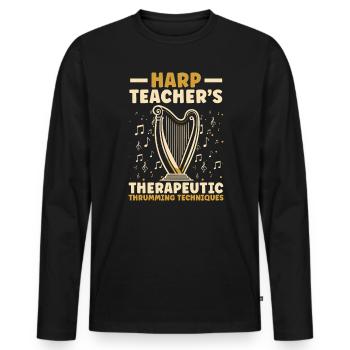 Professeur de harpe Harpiste Instrument de musique Joueur de harpe - T-shirt manches longues Premium bio Homme - noir - Devant - Nico (187cm)