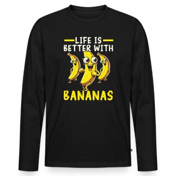 Bananenliebhaber Bananenfresser Essen Tropische Früchte - Männer Premium Bio Langarmshirt - Schwarz - Vorne - Nico (187cm)