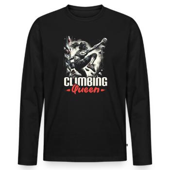 Bouldering Girl Boulderer Rock Climbing Wall - Men's Premium Organic Long Sleeve Shirt - black - Front - Nico (187cm)