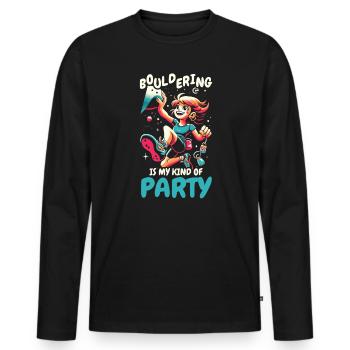 Bouldering Girl Boulderer Rock Climbing Wall - Men's Premium Organic Long Sleeve Shirt - black - Front - Nico (187cm)