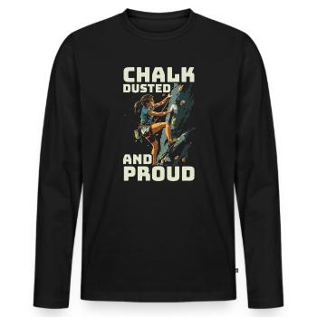 Bouldering Girl Boulderer Rock Climbing Wall - Men's Premium Organic Long Sleeve Shirt - black - Front - Nico (187cm)
