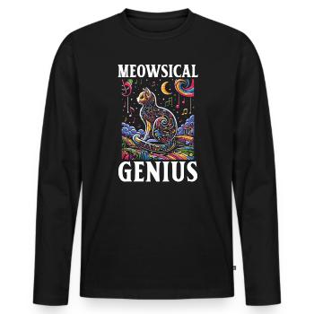 Musique Chat Instrument De Musique Kitty Pet Musicien - T-shirt manches longues Premium bio Homme - noir - Devant - Nico (187cm)