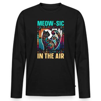 Musique Chat Instrument De Musique Kitty Pet Musicien - T-shirt manches longues Premium bio Homme - noir - Devant - Nico (187cm)