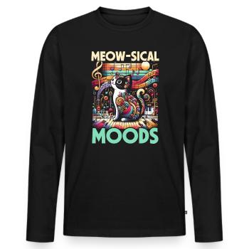 Musique Chat Instrument De Musique Kitty Pet Musicien - T-shirt manches longues Premium bio Homme - noir - Devant - Nico (187cm)