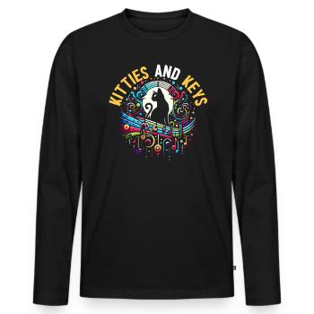 Musikkatze Musikinstrument Kitty Haustier Musiker - Männer Premium Bio Langarmshirt - Schwarz - Vorne - Nico (187cm)