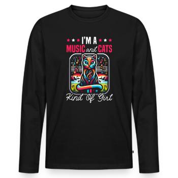 Musique Chat Instrument De Musique Kitty Pet Musicien - T-shirt manches longues Premium bio Homme - noir - Devant - Nico (187cm)