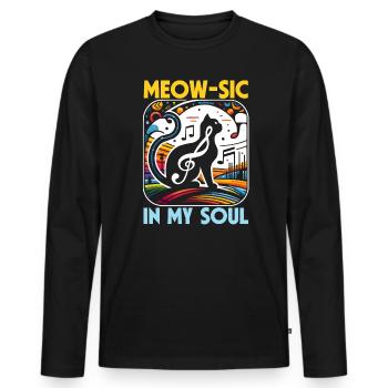 Musikkatze Musikinstrument Kitty Haustier Musiker - Männer Premium Bio Langarmshirt - Schwarz - Vorne - Nico (187cm)