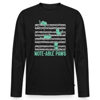 Musique Chat Instrument De Musique Kitty Pet Musicien - T-shirt manches longues Premium bio Homme - noir - Devant - Nico (187cm)