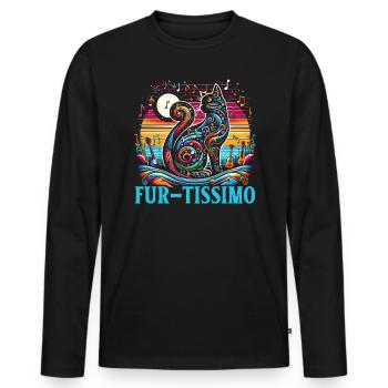 Musique Chat Instrument De Musique Kitty Pet Musicien - T-shirt manches longues Premium bio Homme - noir - Devant - Nico (187cm)