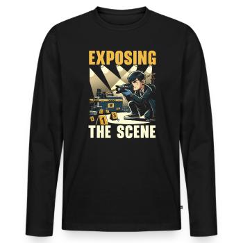 Photographe médico-légal Enquête sur les scènes de crime - T-shirt manches longues Premium bio Homme - noir - Devant - Nico (187cm)