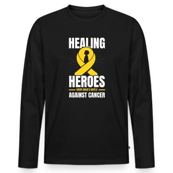 Aufklärung über Krebs im Kindesalter, Chemo, Krebs bekämpfen - Männer Premium Bio Langarmshirt - Schwarz - Vorne - Nico (187cm)