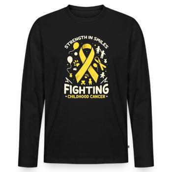 Aufklärung über Krebs im Kindesalter, Chemo, Krebs bekämpfen - Männer Premium Bio Langarmshirt - Schwarz - Vorne - Nico (187cm)