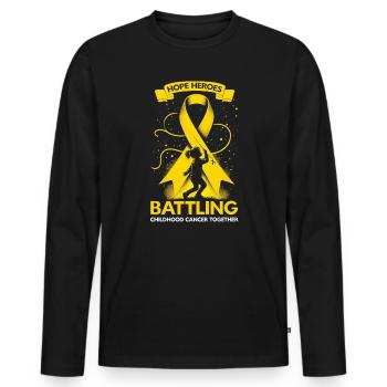 Aufklärung über Krebs im Kindesalter, Chemo, Krebs bekämpfen - Männer Premium Bio Langarmshirt - Schwarz - Vorne - Nico (187cm)