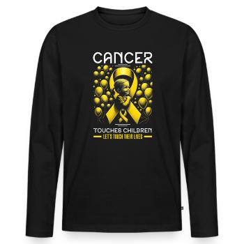 Aufklärung über Krebs im Kindesalter, Chemo, Krebs bekämpfen - Männer Premium Bio Langarmshirt - Schwarz - Vorne - Nico (187cm)