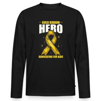 Aufklärung über Krebs im Kindesalter, Chemo, Krebs bekämpfen - Männer Premium Bio Langarmshirt - Schwarz - Vorne - Nico (187cm)