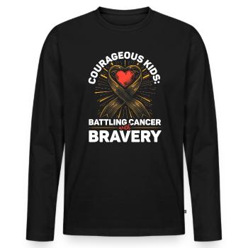 Aufklärung über Krebs im Kindesalter, Chemo, Krebs bekämpfen - Männer Premium Bio Langarmshirt - Schwarz - Vorne - Nico (187cm)