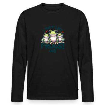 Three Cartoon Frogs - Men's Premium Organic Long Sleeve Shirt - black - Front - Nico (187cm)