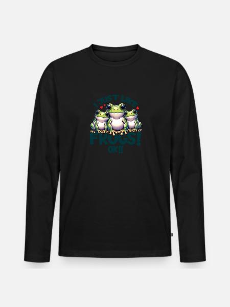 drei cartoon frösche - Männer Premium Bio Langarmshirt - Schwarz