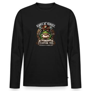 Crapaud en costume steampunk - T-shirt manches longues Premium bio Homme - noir - Devant - Nico (187cm)