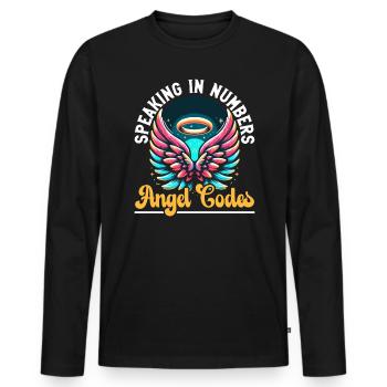 Angel Number Spiritual Guidance Numerology - Men's Premium Organic Long Sleeve Shirt - black - Front - Nico (187cm)