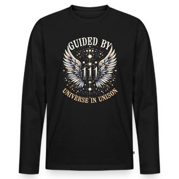Angel Number Spiritual Guidance Numerology - Men's Premium Organic Long Sleeve Shirt - black - Front - Nico (187cm)