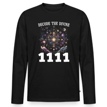 Angel Number Spiritual Guidance Numerology - Men's Premium Organic Long Sleeve Shirt - black - Front - Nico (187cm)