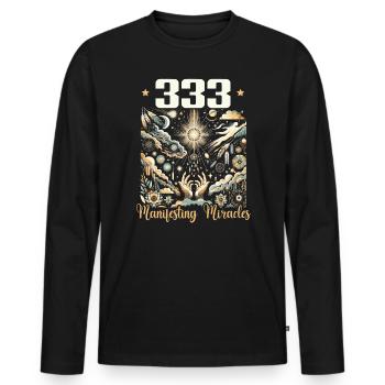 Angel Number Spiritual Guidance Numerology - Men's Premium Organic Long Sleeve Shirt - black - Front - Nico (187cm)