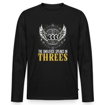Angel Number Spiritual Guidance Numerology - Men's Premium Organic Long Sleeve Shirt - black - Front - Nico (187cm)