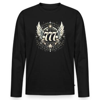 Angel Number Spiritual Guidance Numerology - Men's Premium Organic Long Sleeve Shirt - black - Front - Nico (187cm)