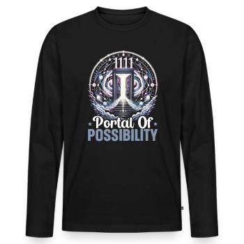 Angel Number Spiritual Guidance Numerology - Men's Premium Organic Long Sleeve Shirt - black - Front - Nico (187cm)