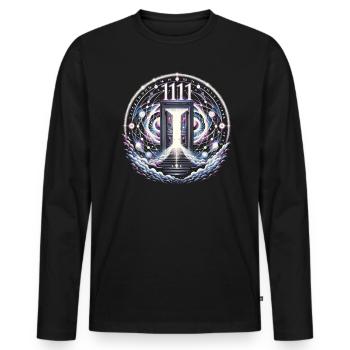 Angel Number Spiritual Guidance Numerology - Men's Premium Organic Long Sleeve Shirt - black - Front - Nico (187cm)