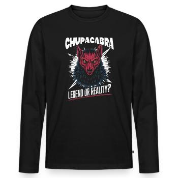 Chupacabra Créature légendaire Bête Cryptozoologie - T-shirt manches longues Premium bio Homme - noir - Devant - Nico (187cm)