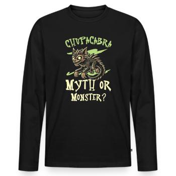 Chupacabra Créature légendaire Bête Cryptozoologie - T-shirt manches longues Premium bio Homme - noir - Devant - Nico (187cm)