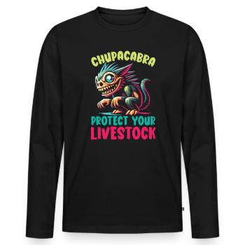 Chupacabra Créature légendaire Bête Cryptozoologie - T-shirt manches longues Premium bio Homme - noir - Devant - Nico (187cm)
