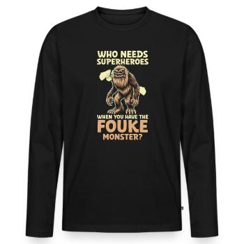 Monstre de Fouke Sasquatch du Sud Cryptozoologie - T-shirt manches longues Premium bio Homme - noir - Devant - Nico (187cm)
