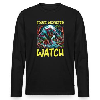 Fouke Monster Southern Sasquatch Cryptozoology - Men's Premium Organic Long Sleeve Shirt - black - Front - Nico (187cm)