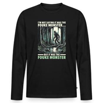Fouke Monster Southern Sasquatch Cryptozoology - Men's Premium Organic Long Sleeve Shirt - black - Front - Nico (187cm)