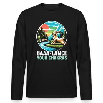Lustige Ziege Yoga Meditation Yogalehrer Namaste - Männer Premium Bio Langarmshirt - Schwarz - Vorne - Nico (187cm)