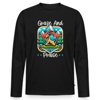 Funny Goat Yoga Meditation Yoga Instructor Namaste - Men's Premium Organic Long Sleeve Shirt - black - Front - Nico (187cm)