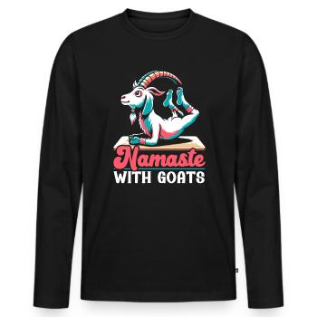 Funny Goat Yoga Meditation Yoga Instructor Namaste - Men's Premium Organic Long Sleeve Shirt - black - Front - Nico (187cm)