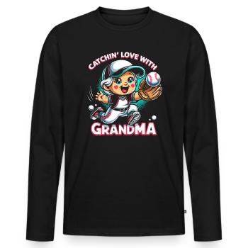 Baseball Grandma Grandmother Grandparents Day - Men's Premium Organic Long Sleeve Shirt - black - Front - Nico (187cm)