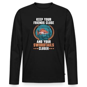 Poisson-épée Aquarium d’eau douce Aquariophile - T-shirt manches longues Premium bio Homme - noir - Devant - Nico (187cm)