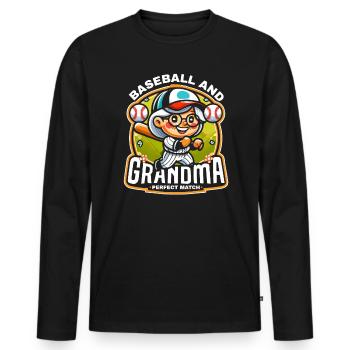 Baseball Oma Großmutter Großelterntag - Männer Premium Bio Langarmshirt - Schwarz - Vorne - Nico (187cm)